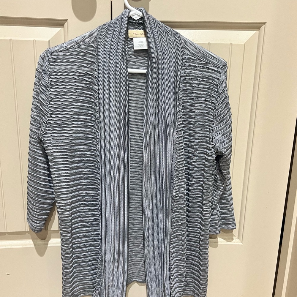 Talbots Gray Striped Cardigan